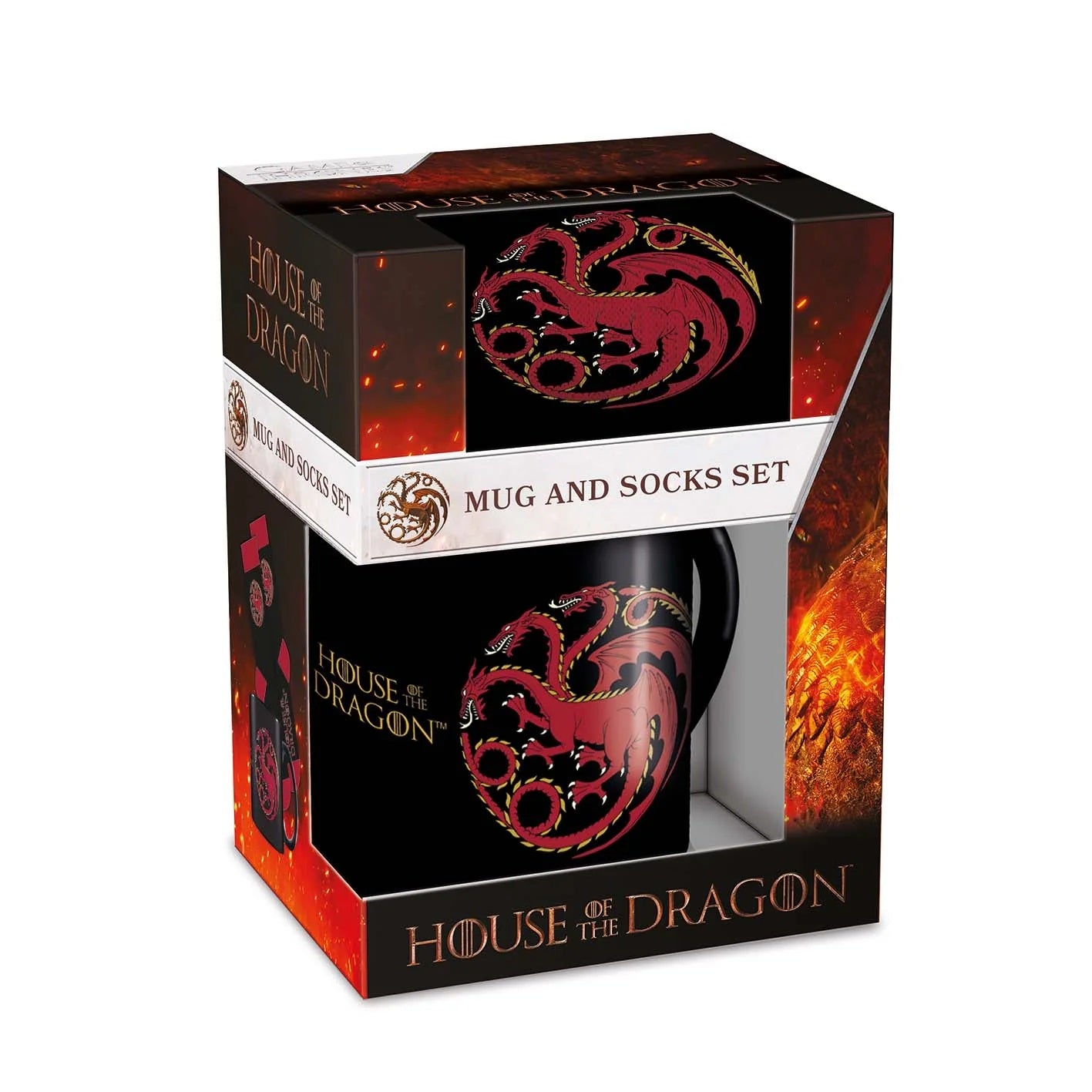 Games of Thrones - Coffret cadeau avec tasse 315ml et paire de chaussette EU 41-45 "House of the Dragon"