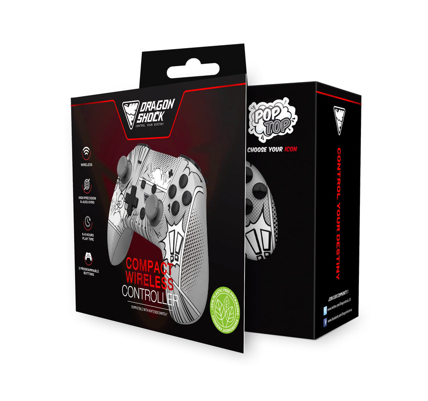 DragonShock - Manette compacte sans fil Bluetooth PopTop Manga pour Nintendo Switch et Switch OLED