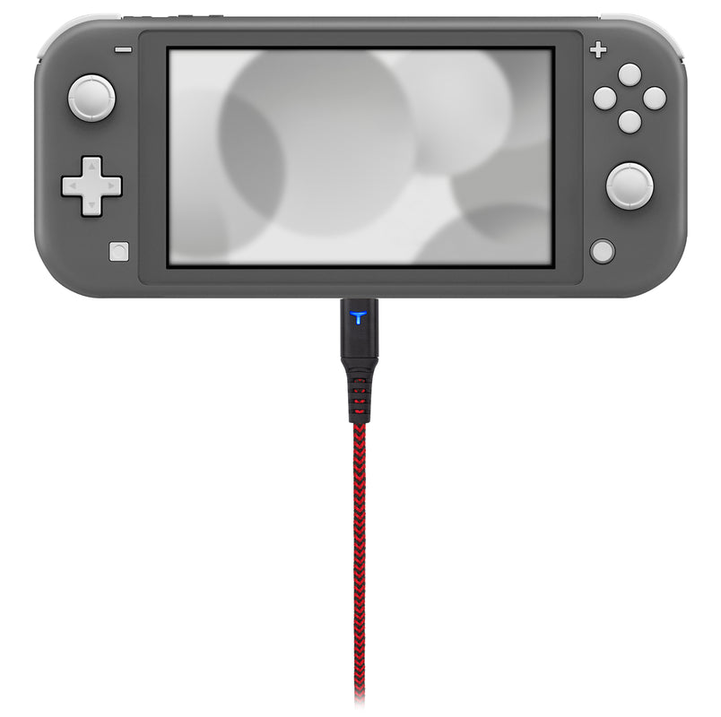 EgoGear - Câble de recharge tressé USB-C de 3m SCH10 Rouge et Noir pour Switch, Switch Lite, Switch OLED, PS5 et Xbox Series X|S