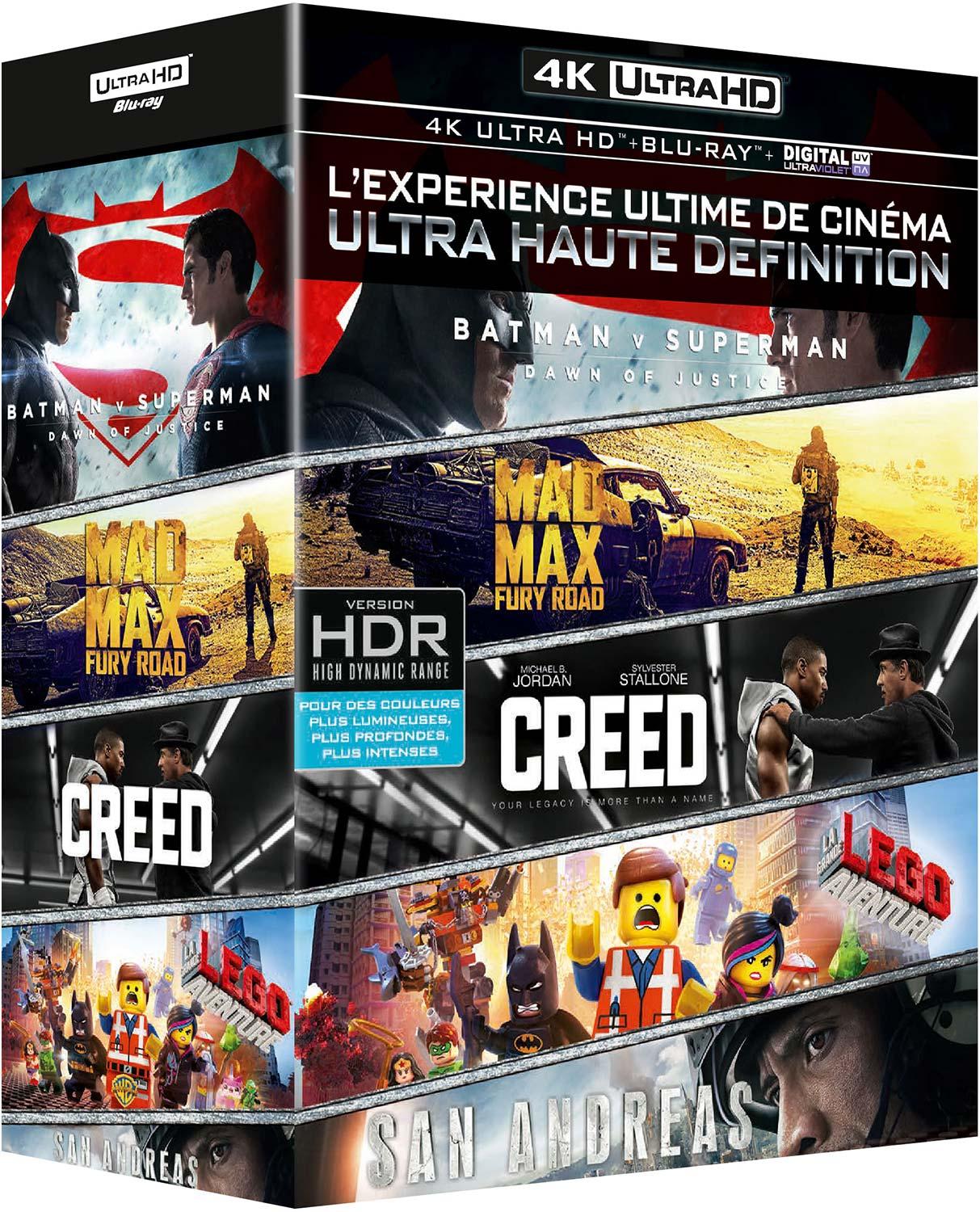 Coffret 4K Ultra HD : Batman v Superman + Mad Max : Fury Road + Creed + San Andreas + La grande aventure Lego [4K Ultra HD]