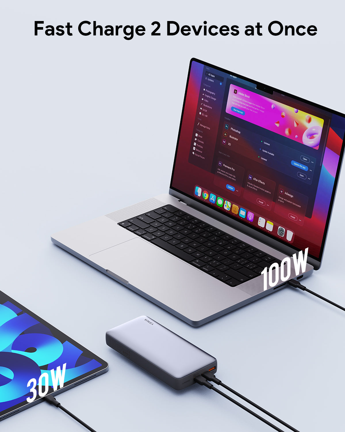 Aukey - Power Bank Noire Sprint X 20000mAh 130W Charge rapide