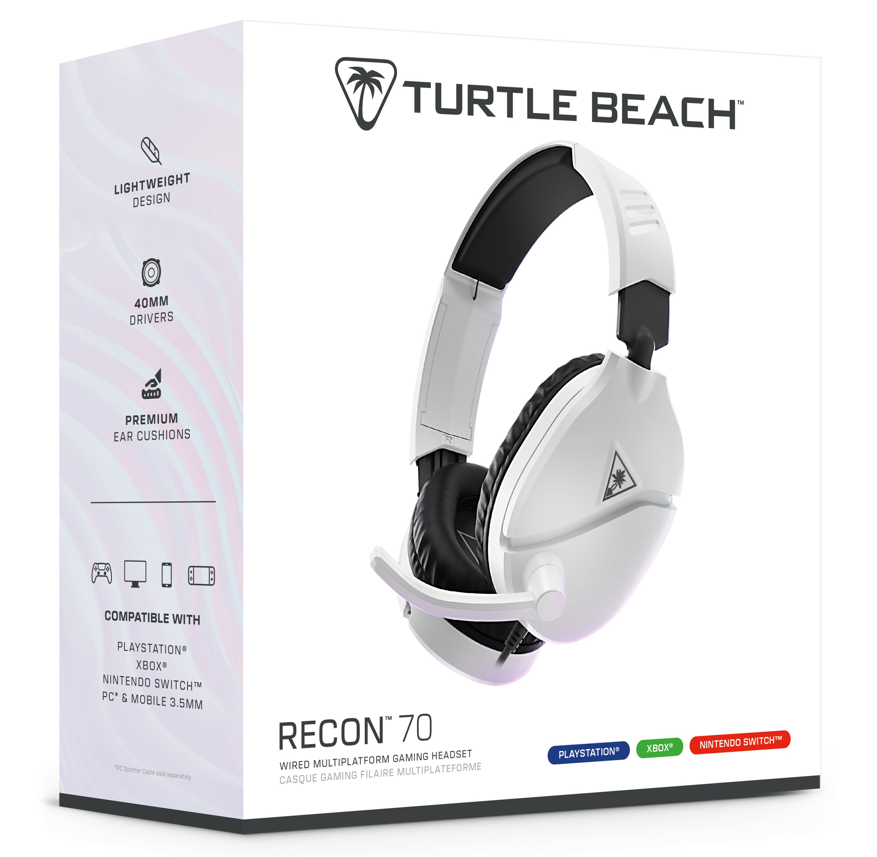 Turtle Beach - Casque de jeu filaire Recon 70 Blanc pour PlayStation, Xbox et Nintendo Switch - flash vidéo