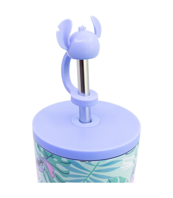 Stor - Lilo et Stitch - Gobelet Isotherme en Acier Inoxydable avec Paille et couvercle 3D "Stitch Aloha" 770ml