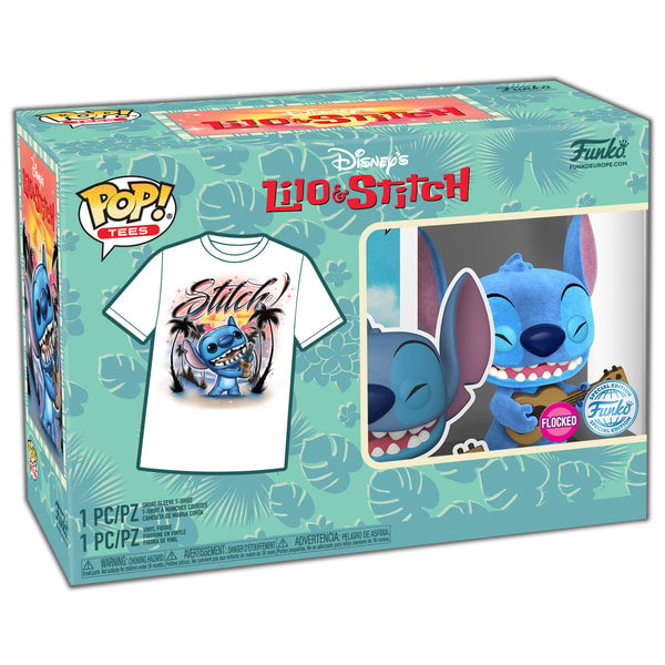Funko Pop! & Tee: Lilo & Stitch - Ukulele Stitch (Flocked) - M - flash vidéo