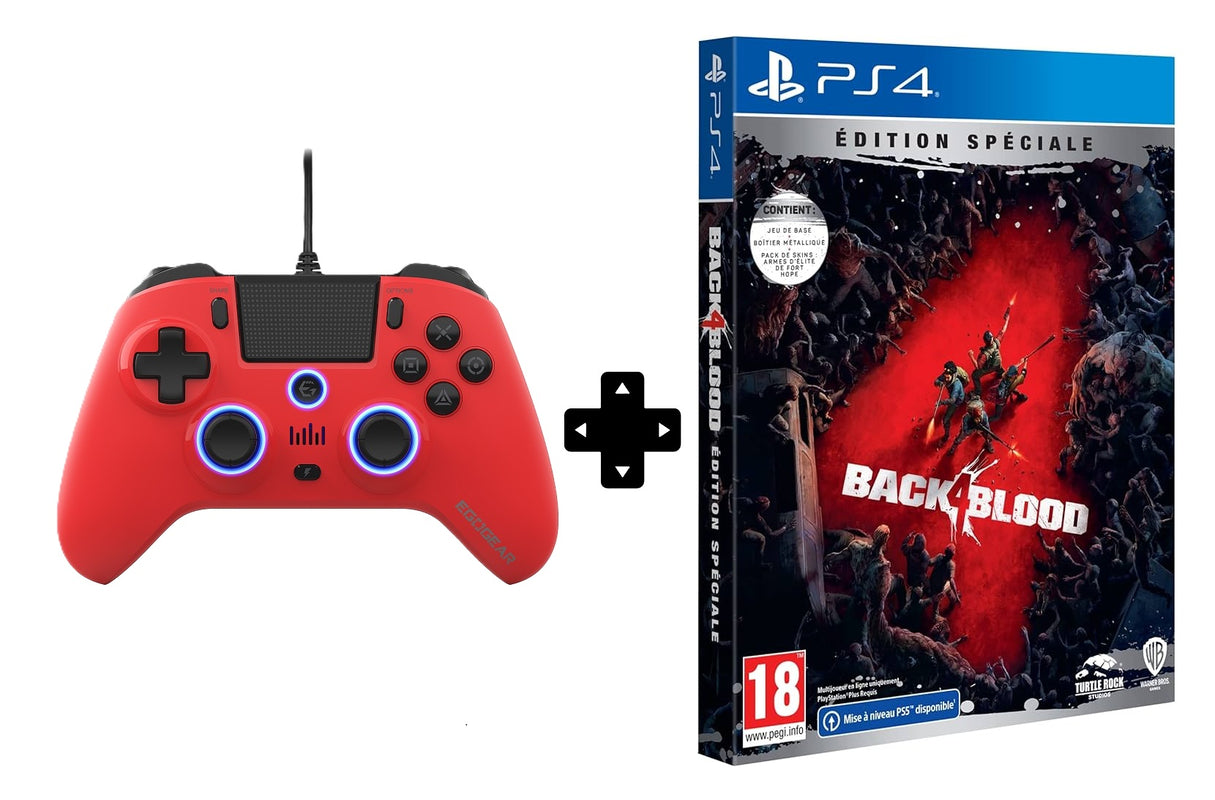 EgoGear - Bundle Manette filaire SC10 rouge + Back 4 Blood Special Edition PS4/PS5