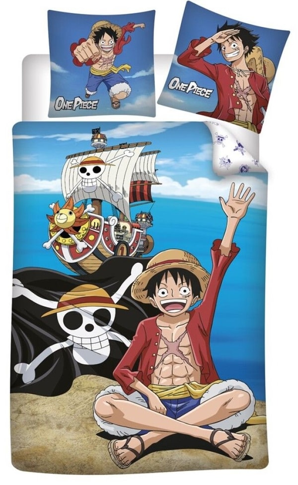 One Piece - Housse de couette en 100% coton Luffy (140x200cm + 65x65cm) - flash vidéo