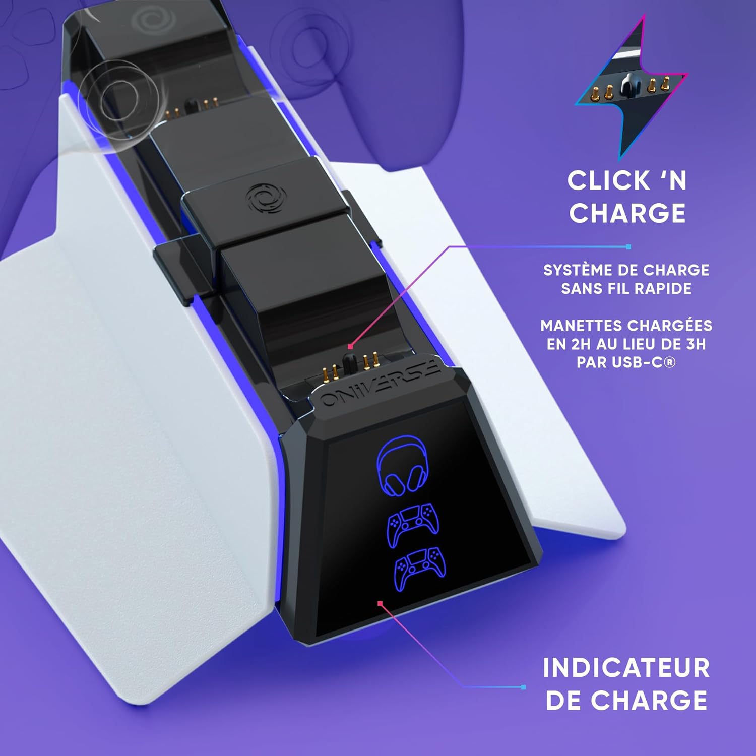 ONIVERSE - Station X3 de recharge rapide - Blanc (PS5)