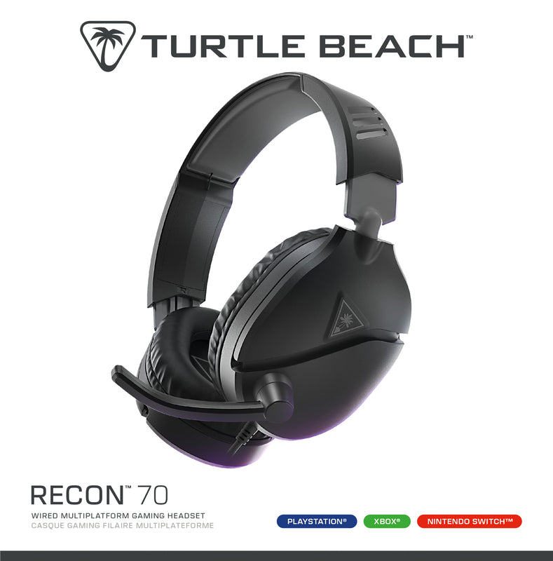 Turtle Beach - Casque de jeu filaire Recon 70 Noir pour PlayStation, Xbox et Nintendo Switch