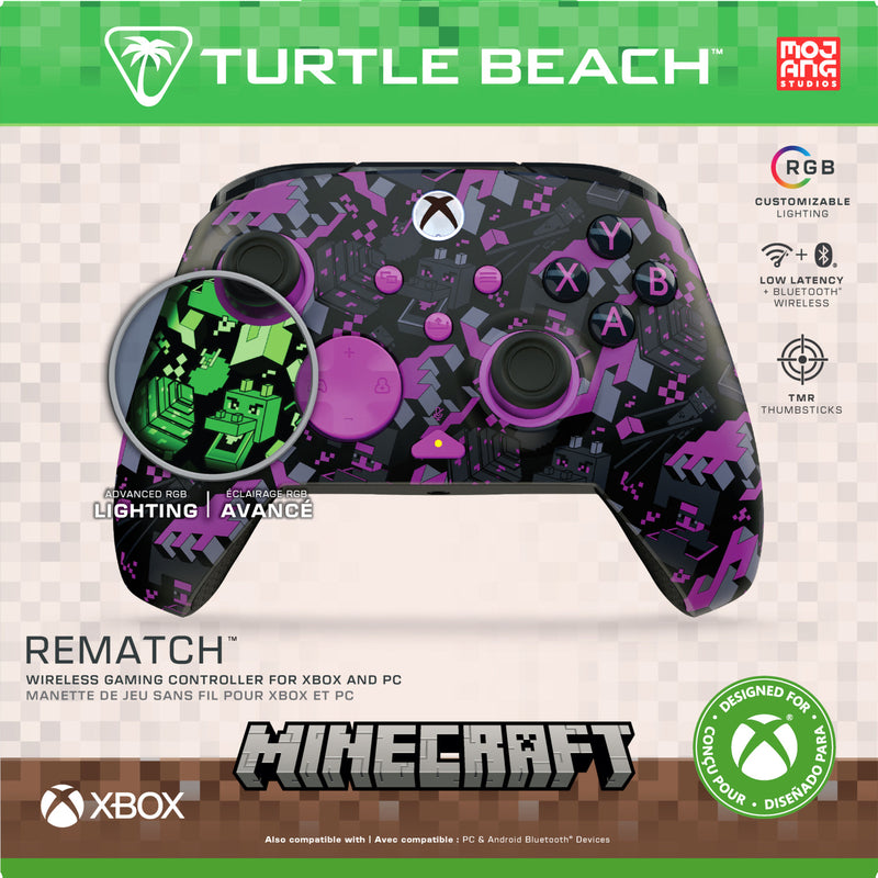 Turtle Beach - Manette de jeu RVB sans fil Rematch Minecraft pour pour Xbox Series X|S, PC et appareils Android bluetooth
