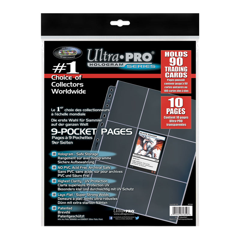 Ultra Pro - Pack de 10 pages à 9 pochettes Platinum Hologram Series (11 trous)