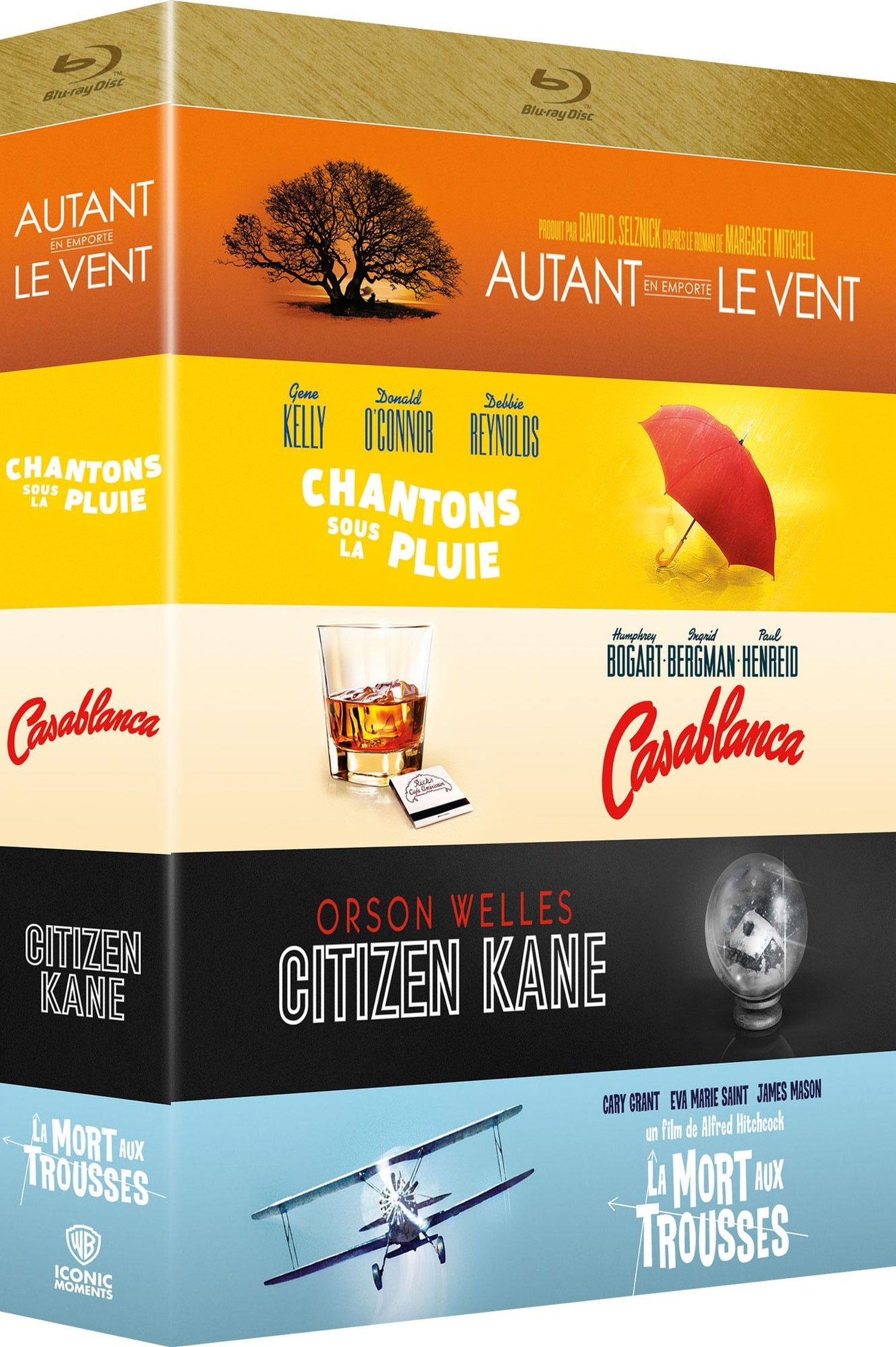 Collection de 5 films classiques Warner : Autant en emporte le vent + Chantons sous la pluie + Casablanca + Citizen Kane + La Mort aux trousses [Blu-ray]