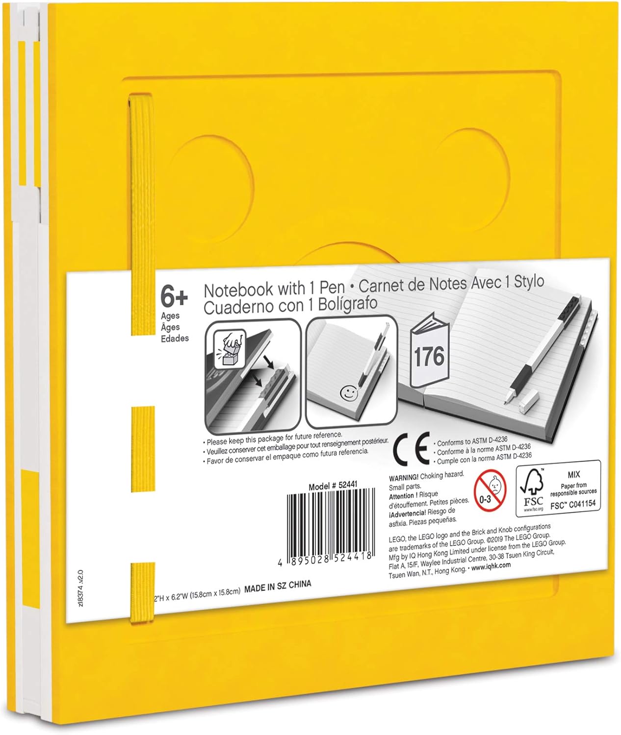 Cahier verrouillable Lego avec stylo gel - Jaune - flash vidéo