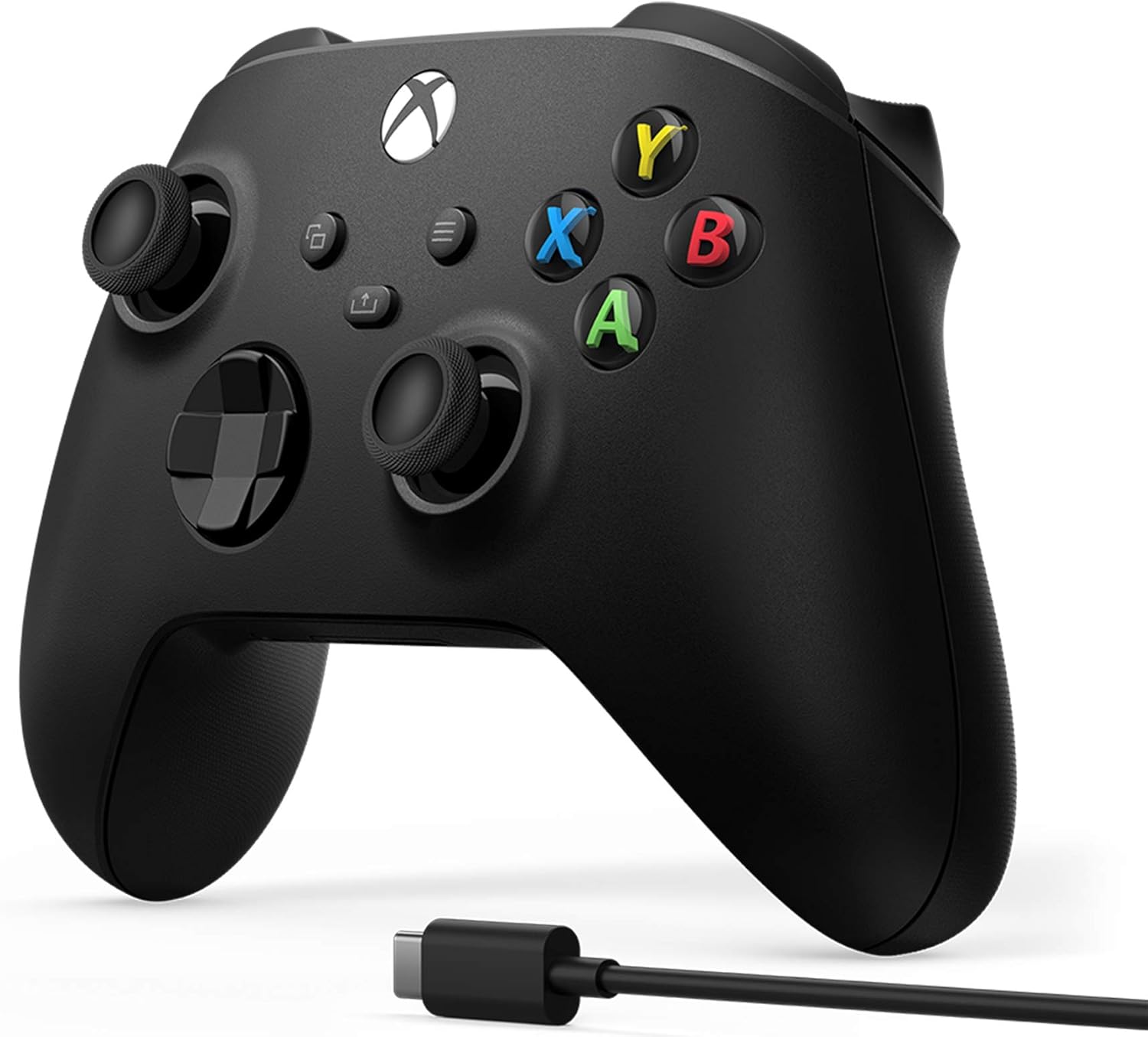 Manette sans fil Xbox Carbon Black + Cable USB-C pour Xbox Series X|S, Xbox One, Windows 10 et Mobile