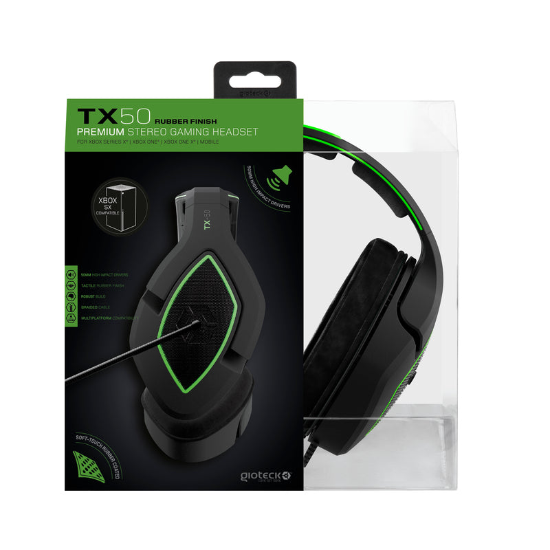 Gioteck - Casque stéréo de jeu premium TX-50 Vert et Noir pour Xbox Series, Xbox One et Mobile