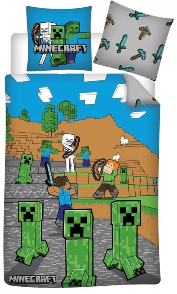 Minecraft - Housse de couette en microfibre Désert (140x200cm + 63x63cm) - flash vidéo