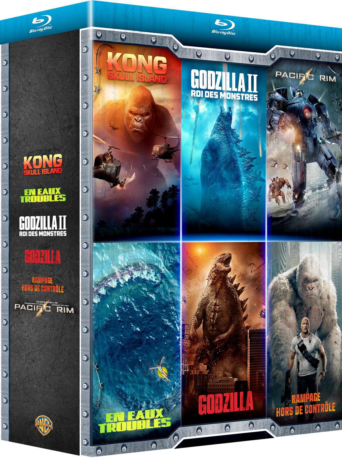 Coffret : Godzilla + Godzilla : Roi des monstres +  Kong : Skull Island + Rampage - Hors de contrôle + En eaux troubles + Pacific Rim [Blu-ray]