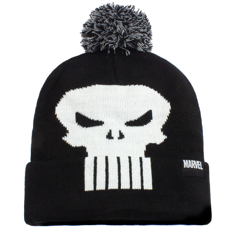 Marvel - Bonnet à pompon Noir Logo Crâne de Punisher
