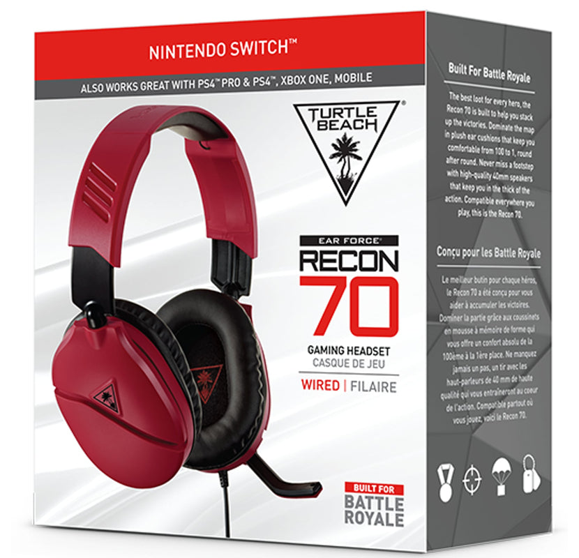 Turtle Beach - Casque de jeu filaire Recon 70N Midnight Red pour Nintendo Switch, PS5, PS4, Xbox Series X|S, Xbox One et Mobile