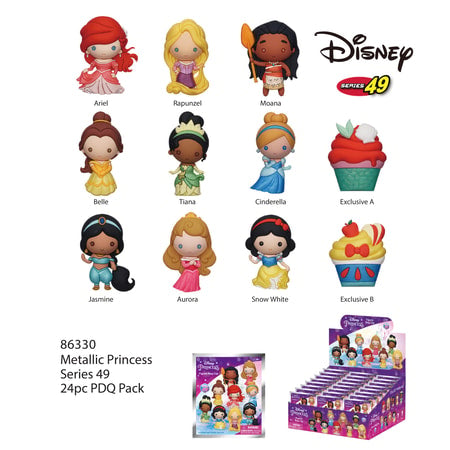Disney - Assortiment en blind box de figurines de sac de collection Princesses Disney en mousse (24 pcs)