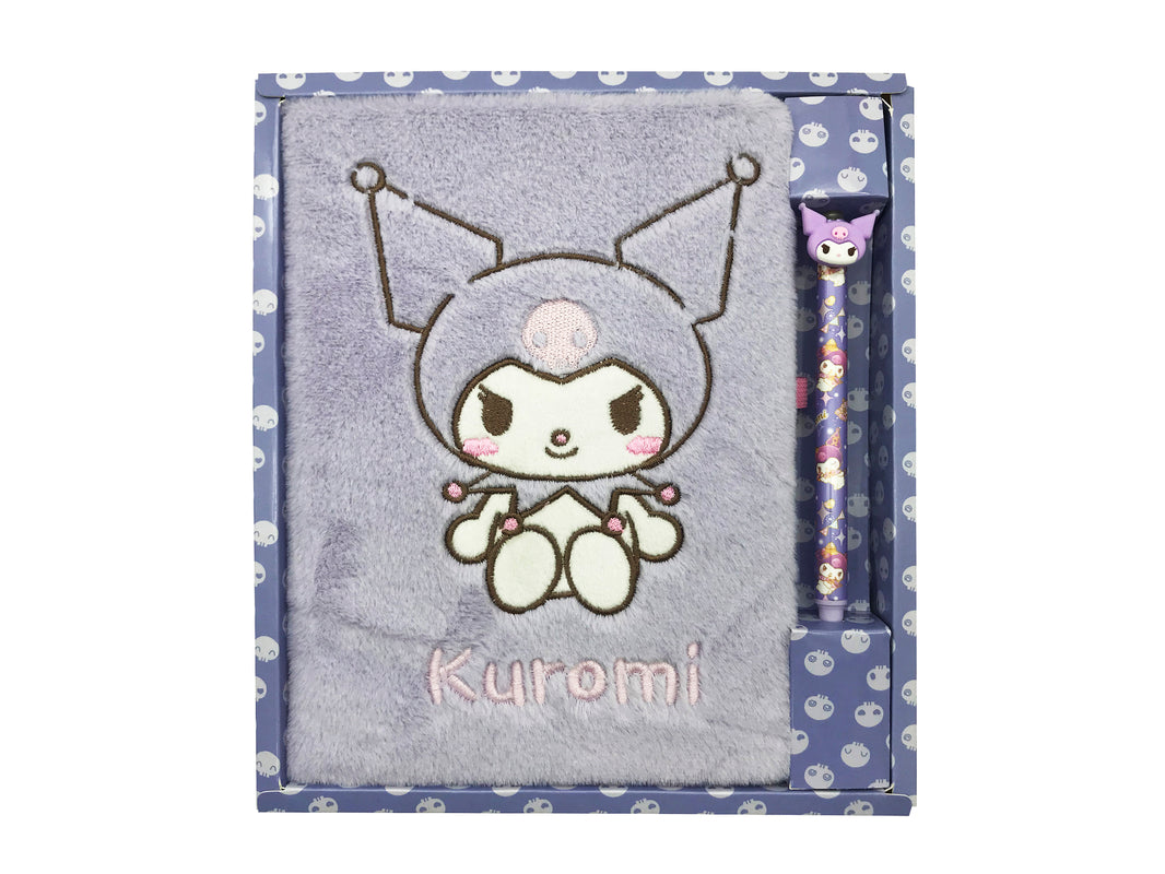 Sanrio - Ensemble cahier et stylo à bille Kuromi en peluche
