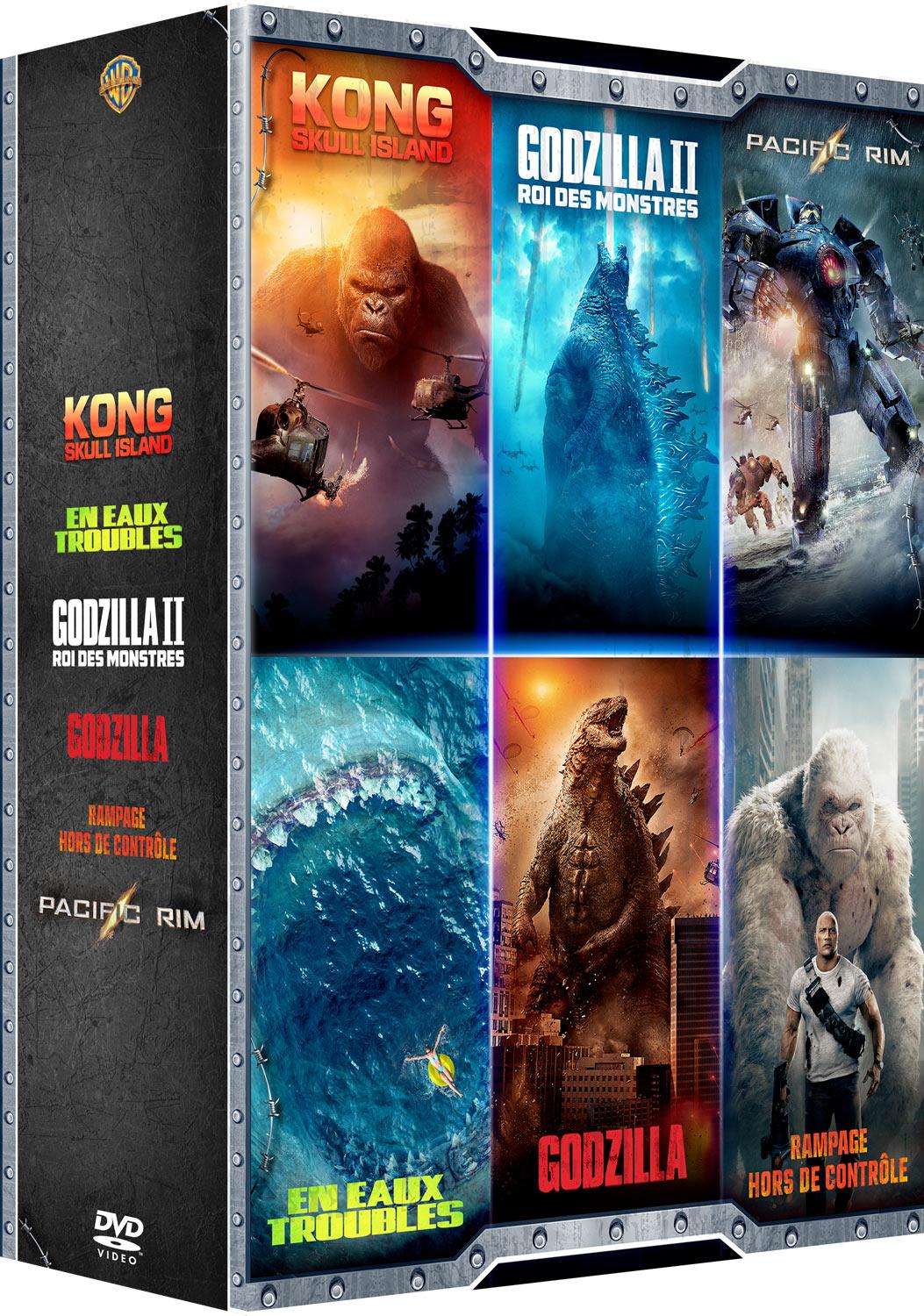 Coffret : Godzilla + Godzilla : Roi des monstres +  Kong : Skull Island + Rampage - Hors de contrôle + En eaux troubles + Pacific Rim [DVD]