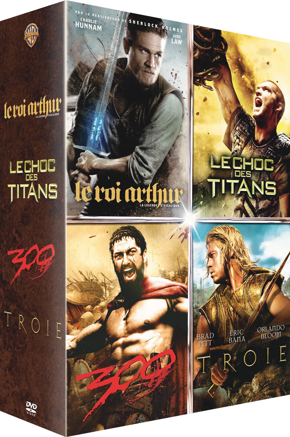 Coffret Guerriers de légende : Le Roi Arthur + Troie + 300 + Le Choc des Titans [DVD]