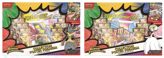 Pokémon JCC : Collection poster Premium Méga-Évolution - ME2.5 Héros Transcendants Méga-Lucario-ex ou Méga-Gardevoir (1x boîte aléatoire)