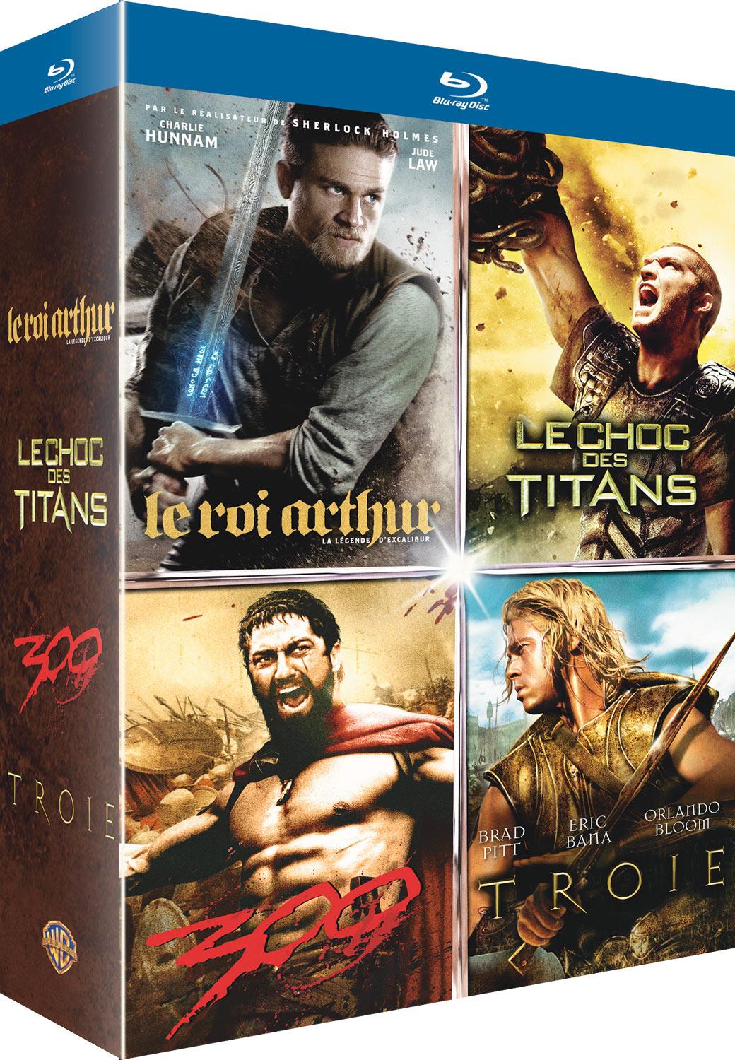 Coffret Guerriers de légende : Le Roi Arthur + Troie + 300 + Le Choc des Titans [Blu-ray]