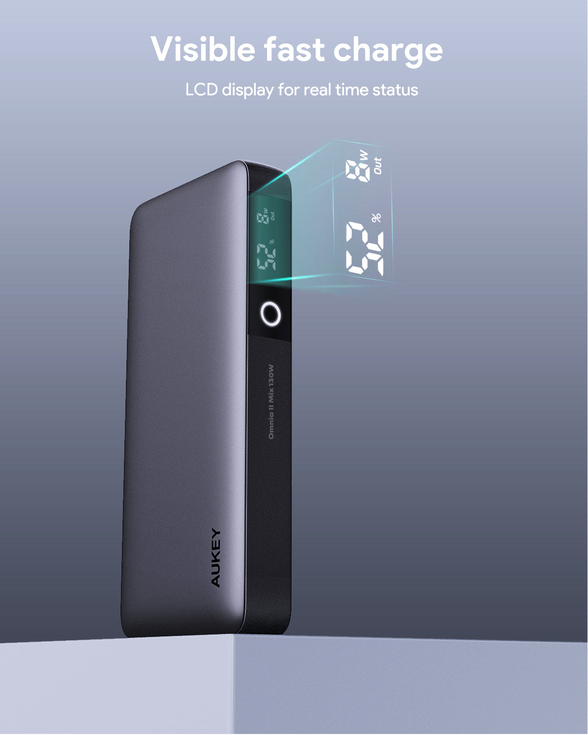 Aukey - Power Bank Noire Sprint X 20000mAh 130W Charge rapide