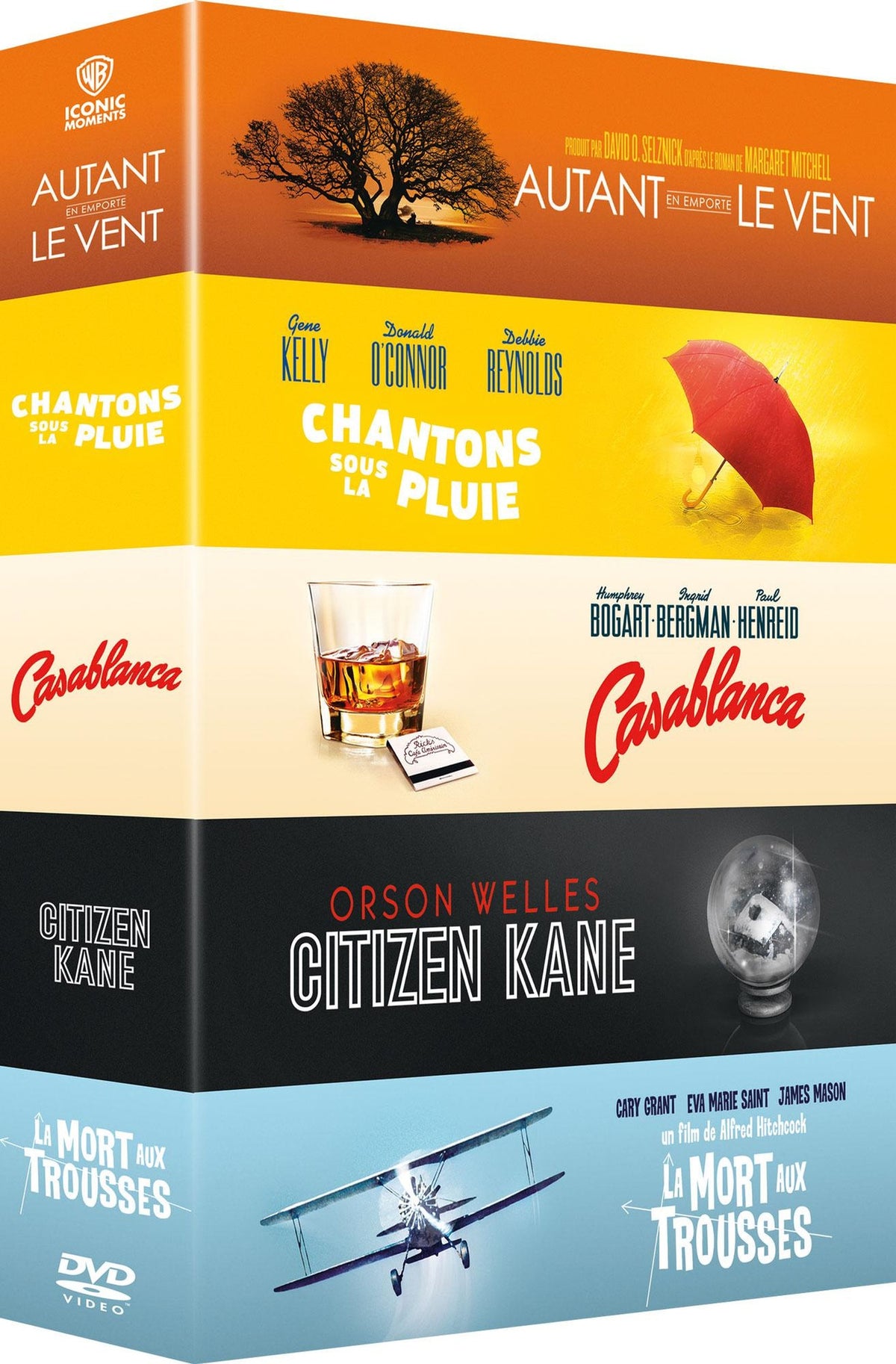 Collection de 5 films classiques Warner : Autant en emporte le vent + Chantons sous la pluie + Casablanca + Citizen Kane + La Mort aux trousses [DVD]
