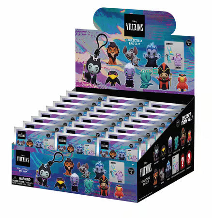 Disney - Assortiment en blind box de figurines de sac de collection Vilains en mousse (Série 4) (24 pcs)