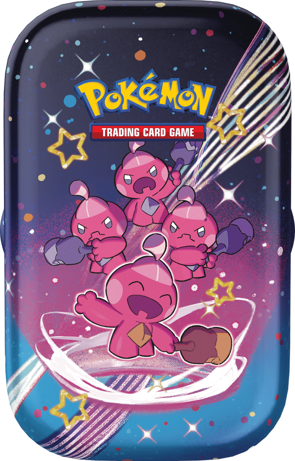 Pokémon TCG - Scarlet & Violet - Paldean Fates Mini Tin (Maushold / Smoliv / Tinkatink / Finizen / Flamigo - 1x random mini tin) - flash vidéo