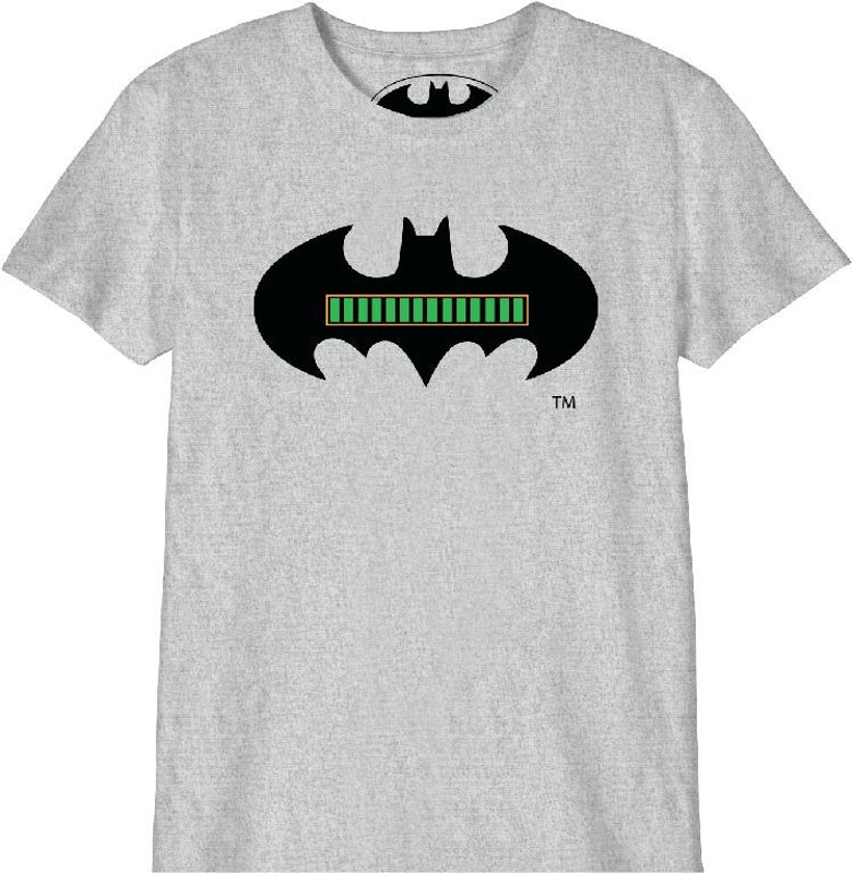 DC Comics - T-Shirt Gris Enfant Batman Batterie à pleine charge - 8 ans