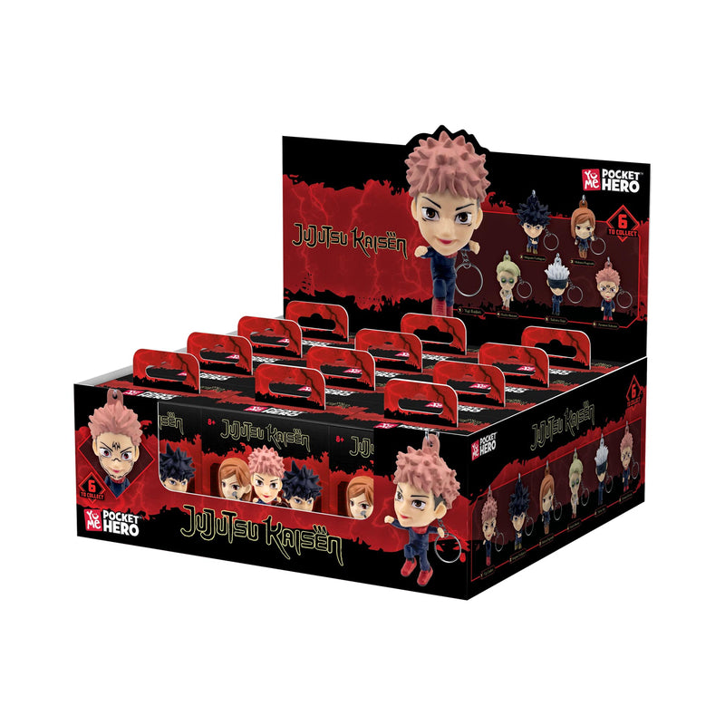YuMe - Présentoir de porte-clés Pocket Hero Jujutsu Kaisen Série 1 en boîtes surprises (12 boîtes)
