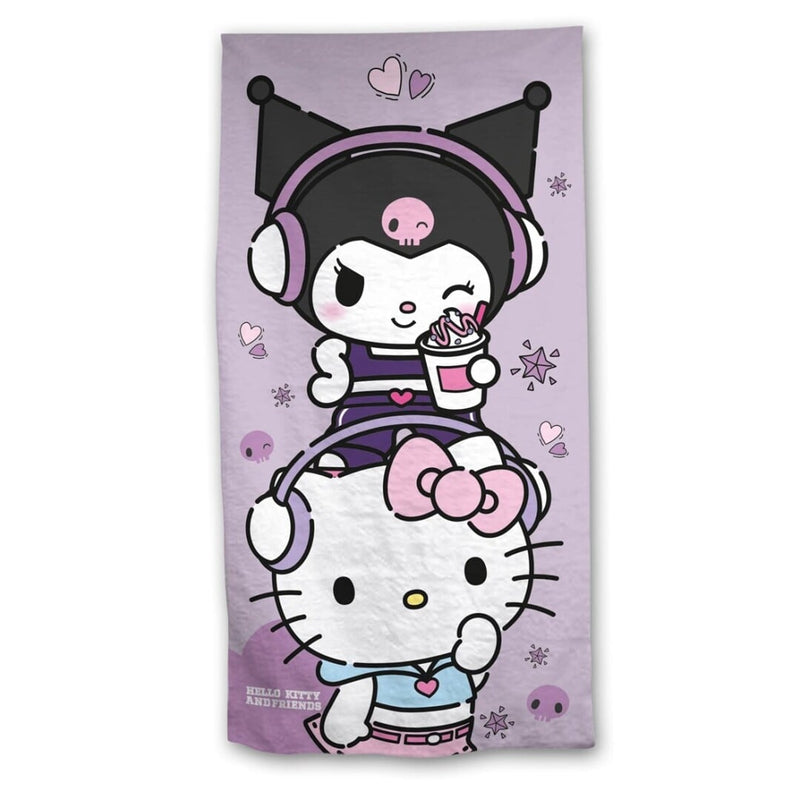Hello Kitty - Serviette de plage en polyester "Hello Kitty et Kuromi" (140x70cm)