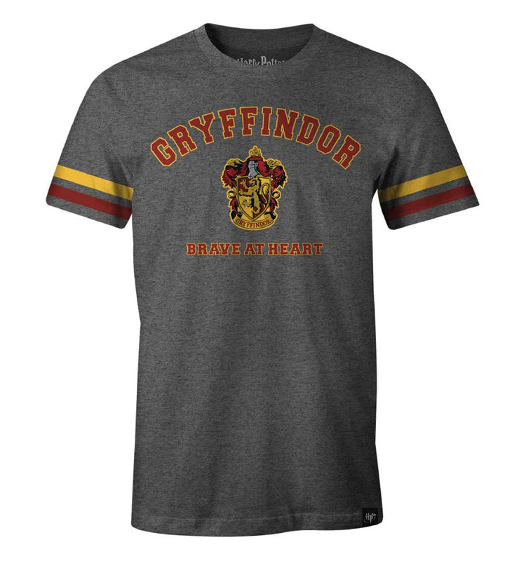 Harry Potter - T-Shirt Anthracite Chiné Gryffondor "Brave at Heart" - XL