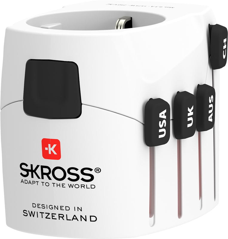 SKROSS - World Travel Adapter with Ground Plugs 7.0 AMP, without Schuko Top