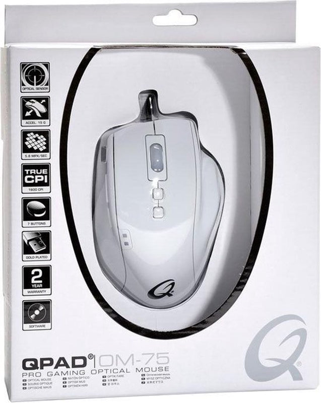 QPAD - OM-75 - Souris de jeu optique filaire blanche