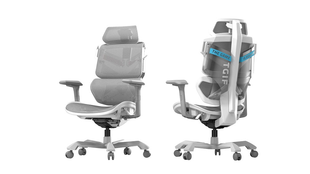 TGIF Gaming - Chaise de bureau ergonomique avec accoudoir 6D ACE Game Blanche