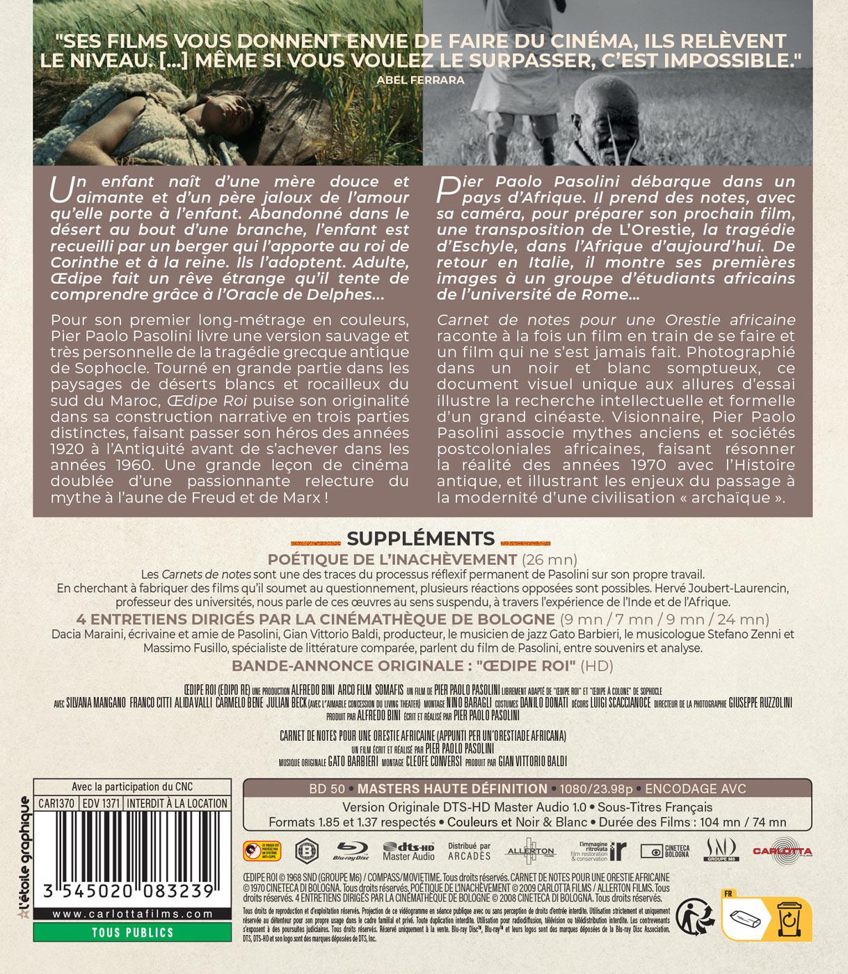 Oedipe roi + Carnet de notes pour une Orestie africaine [Blu-ray]