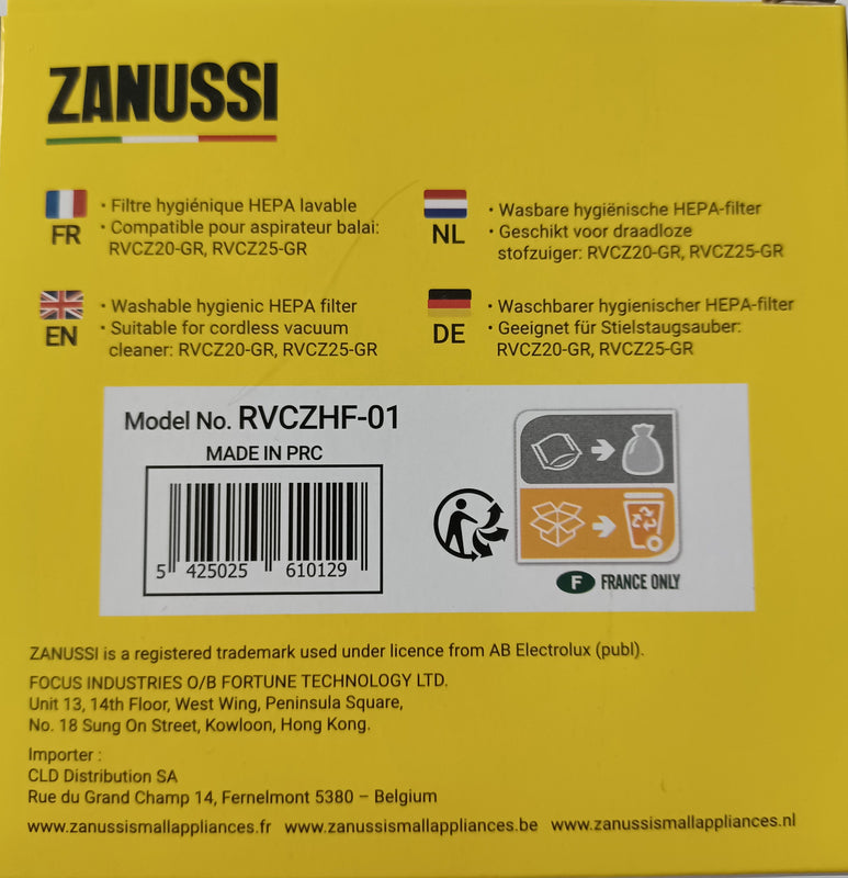 Zanussi – Filtre hygiénique HEPA lavable pour aspirateur RVCA08