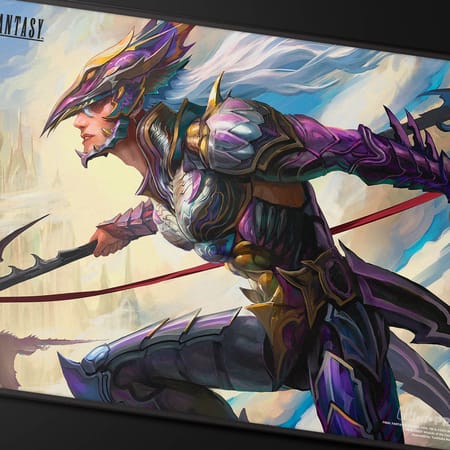 Ultra Pro - Magic: The Gathering - Universes Beyond: Final Fantasy - Tapis de jeu à surpiqûres noires Premium Kain, Traitorous Dragoon