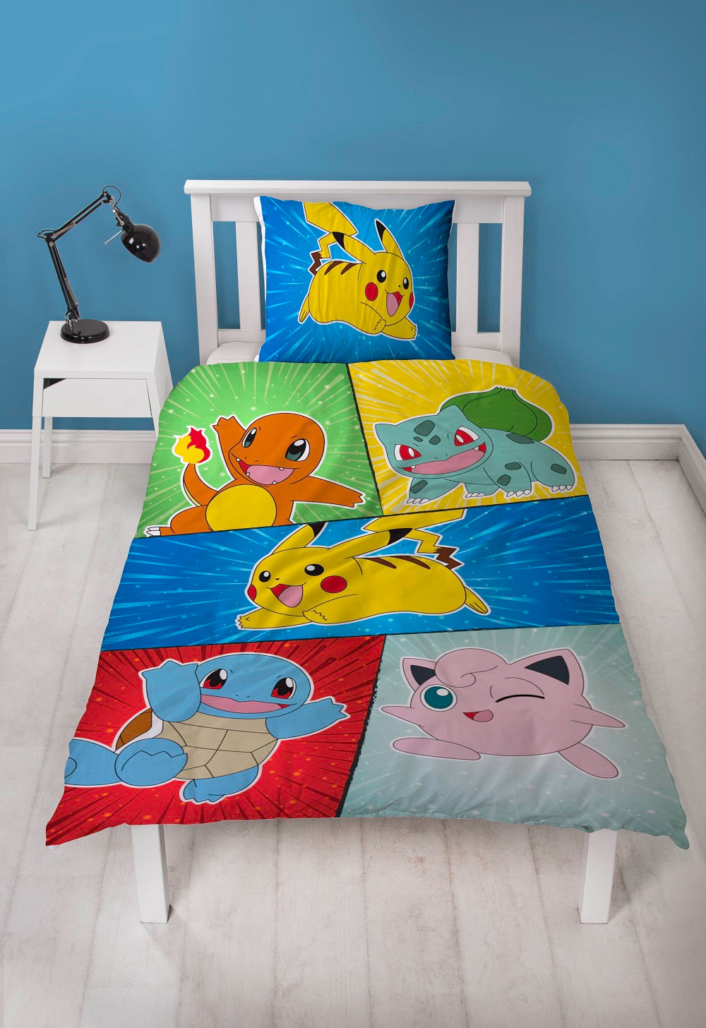 Pokémon - Parure de lit en microfibre Pikachu et Starter 1G V (140x200cm + 63x63cm) - flash vidéo