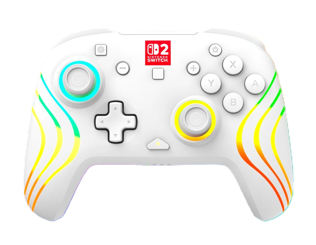 Turtle Beach - Manette de jeu RGB sans fil Afterglow Wave blanche pour Nintendo Switch 2, Switch, Switch Lite et Switch modèle OLED