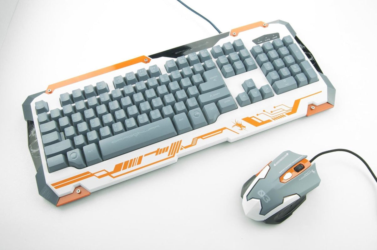 Dragonwar Sencaic Combo LED Gaming Mouse 3200 DPI / 6 boutons + rétro-éclairage Semi mécanique Gaming Keyboard White Qwerty avec 8 touches programmables et numpad