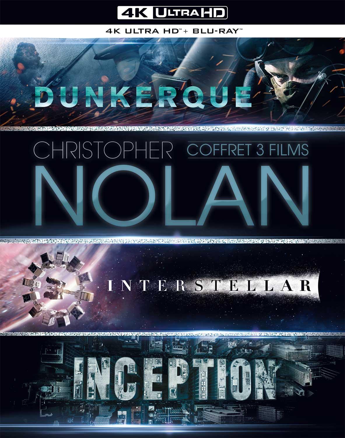 Christopher Nolan - Coffret 3 films : Inception + Interstellar + Dunkerque [4K Ultra HD]