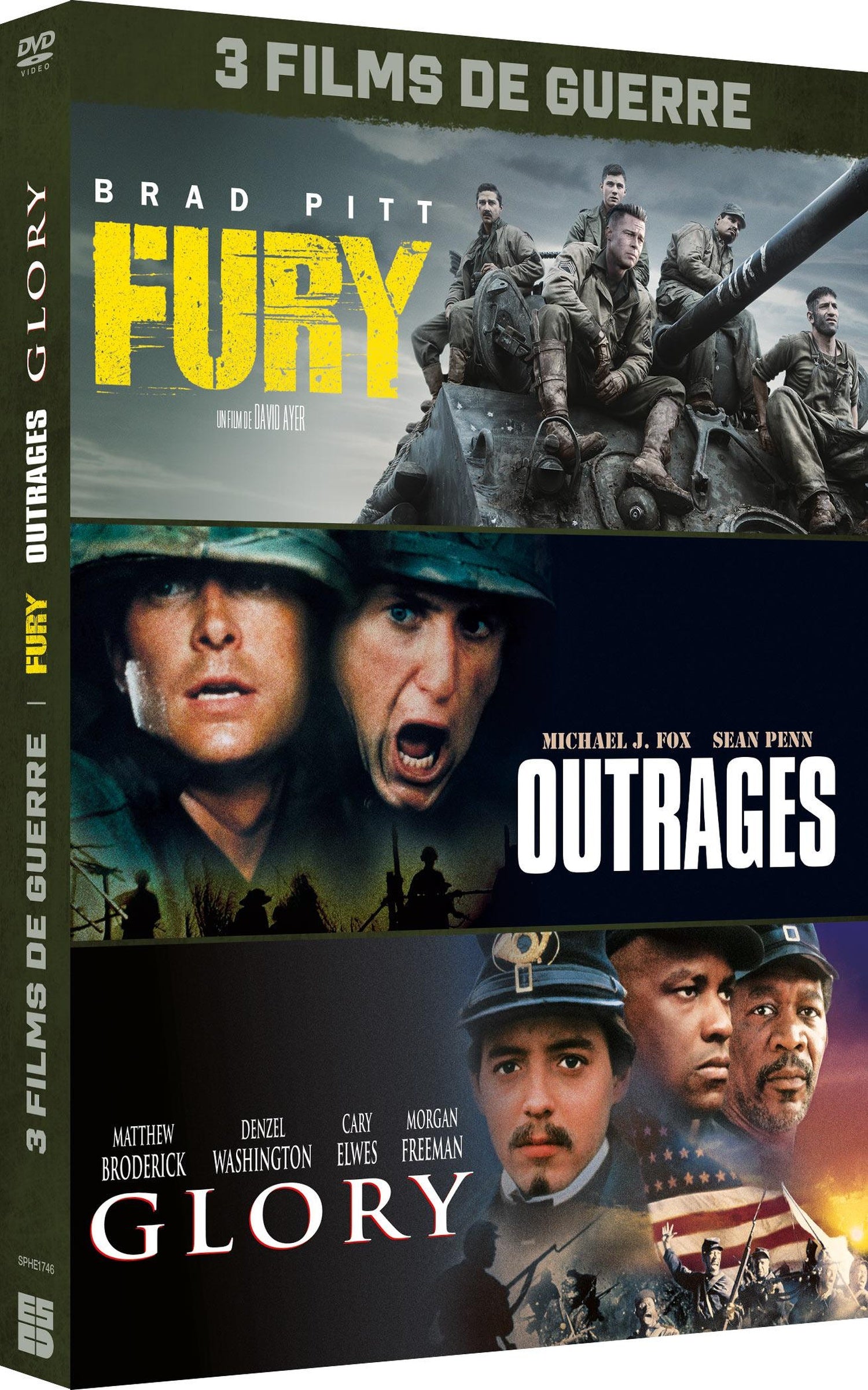 Les Grandes Guerres au cinéma - 3 films : Outrages + Glory + Fury [DVD]