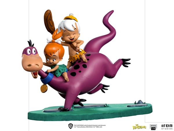 Iron Studios - Arts Scale 1/10 - The Flintstones - Dino, Pebbles and Bamm-Bamm Statue 13cm - flash vidéo