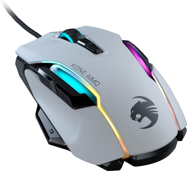 Roccat - Souris de jeu optique ergonomique ultra-confortable Kone AIMO Remastered Blanche - flash vidéo