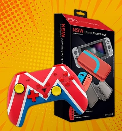 DragonShock - Bundle Manette compacte sans fil Bluetooth PopTop M Universe pour Switch et Switch OLED + Nintendo Switch Essential Starter Pack